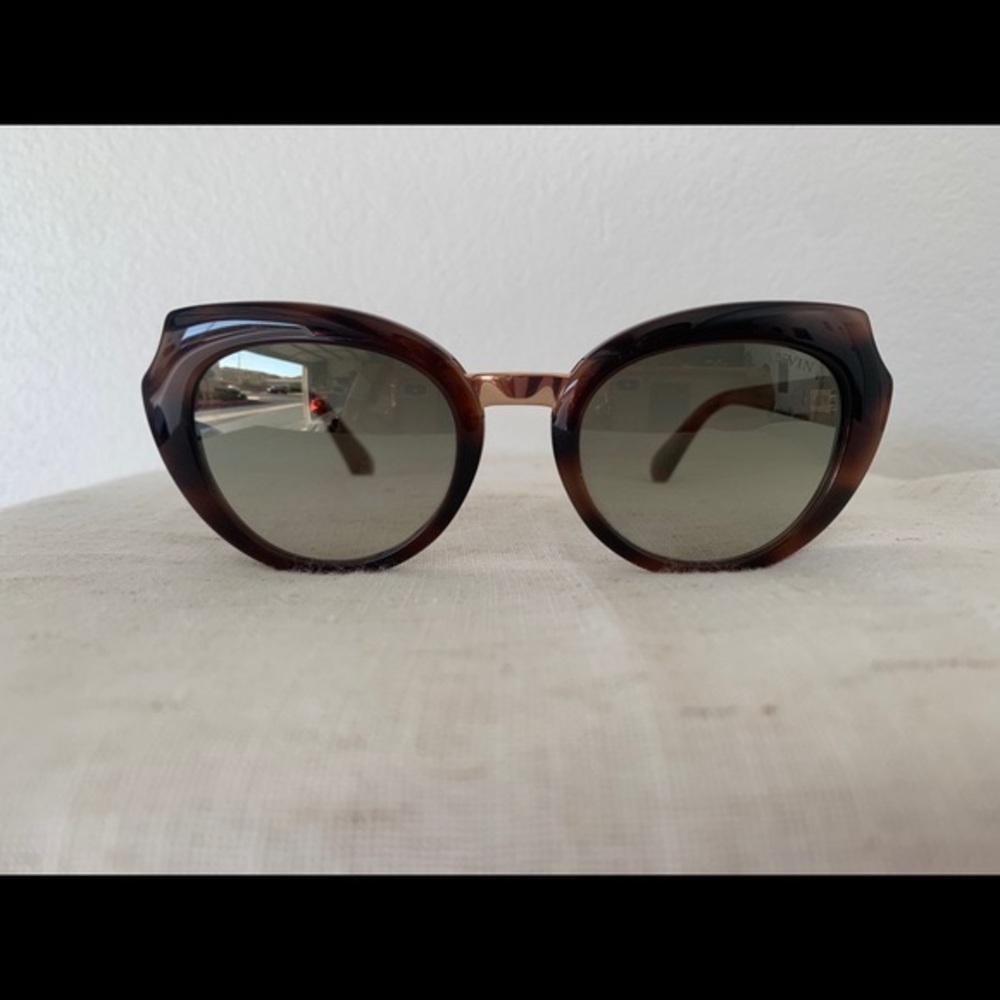 Lanvin Shiny Brown Havana 9AJX Cat Eye Sun Glasses